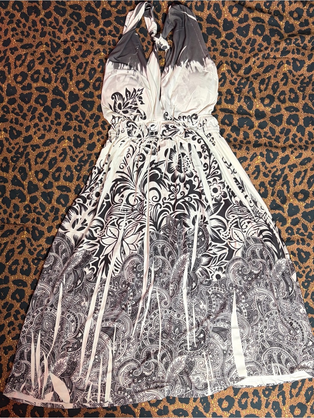 Women’s Paisley and Floral Halter Midi Dress